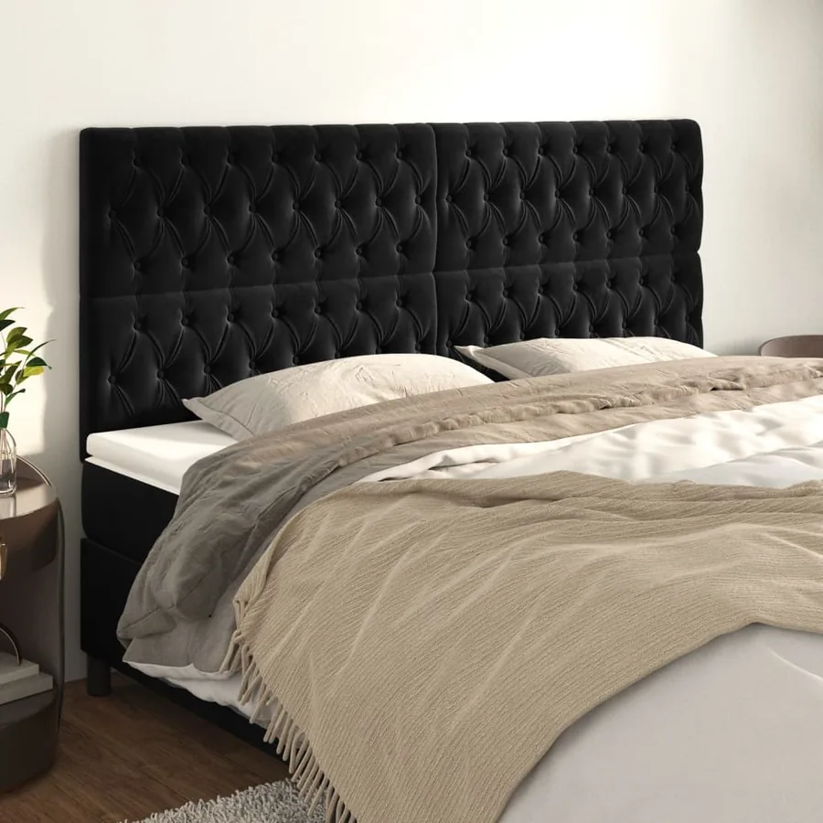 Tête de lit Noir 180x7x118/128 cm Velours