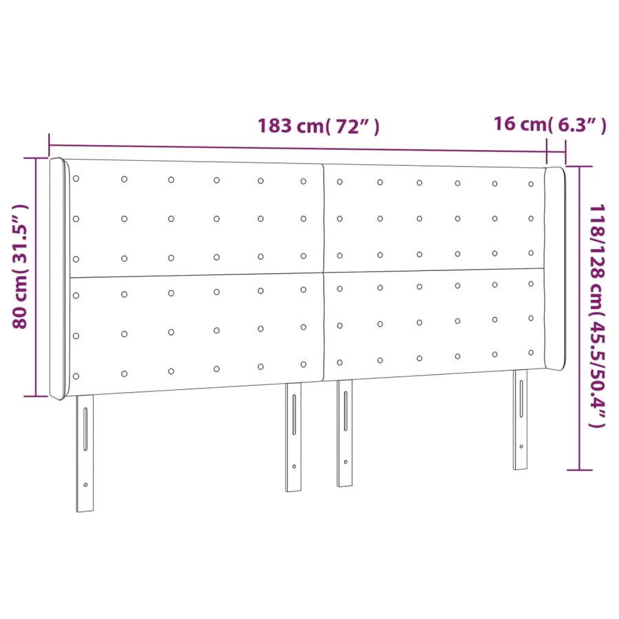 Tête de lit à LED Crème 183x16x118/128 cm Tissu - 6