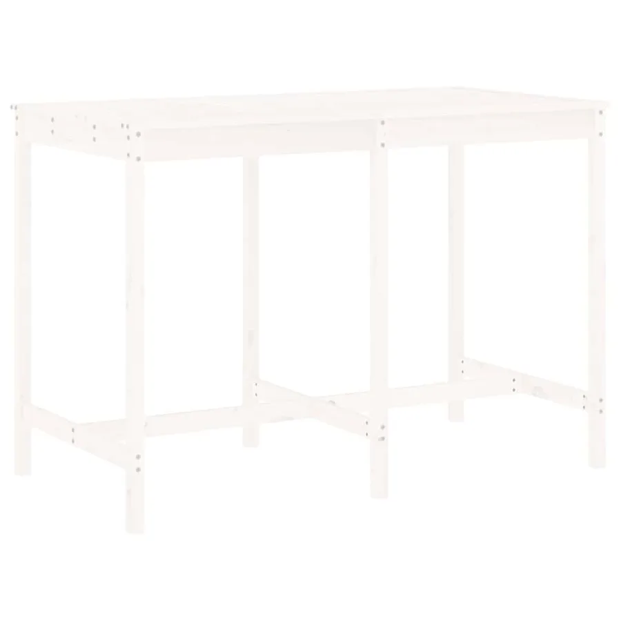 Ensemble de bar de jardin 7 pcs blanc bois de pin massif - 6