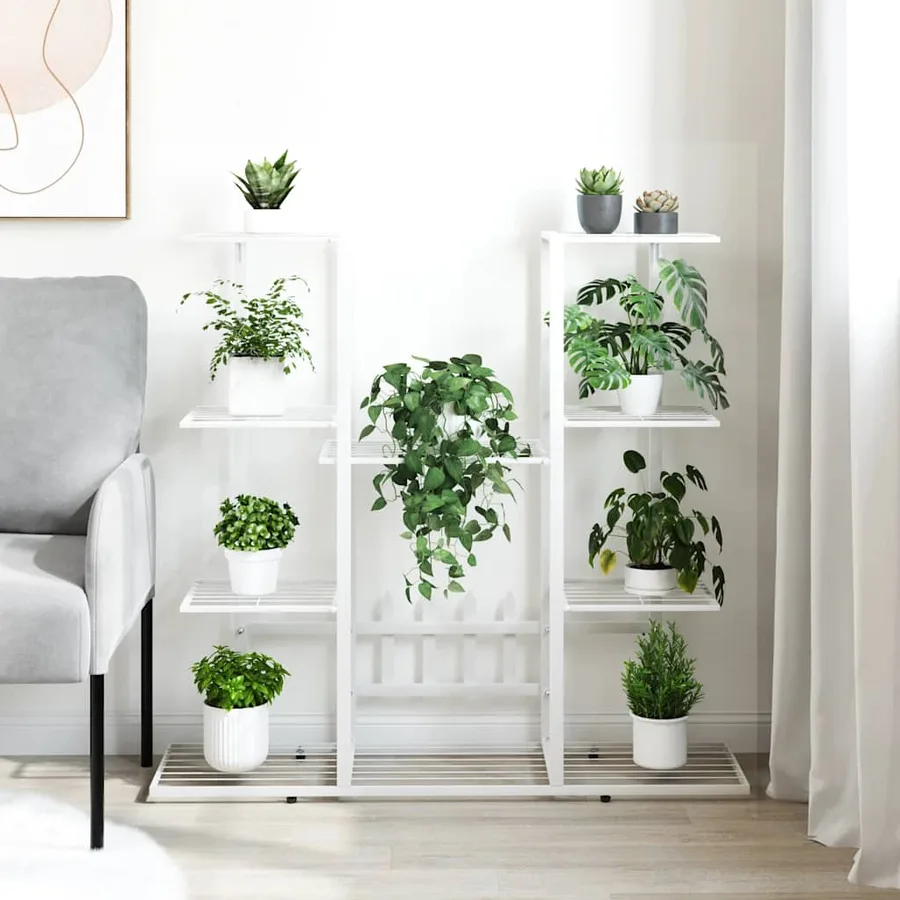 Jardinière 94,5x25x89 cm Blanc Fer - 3