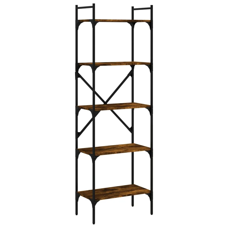 Bibliothèque à 5 niveaux chêne fumé 56x31,5x174 cm - 2