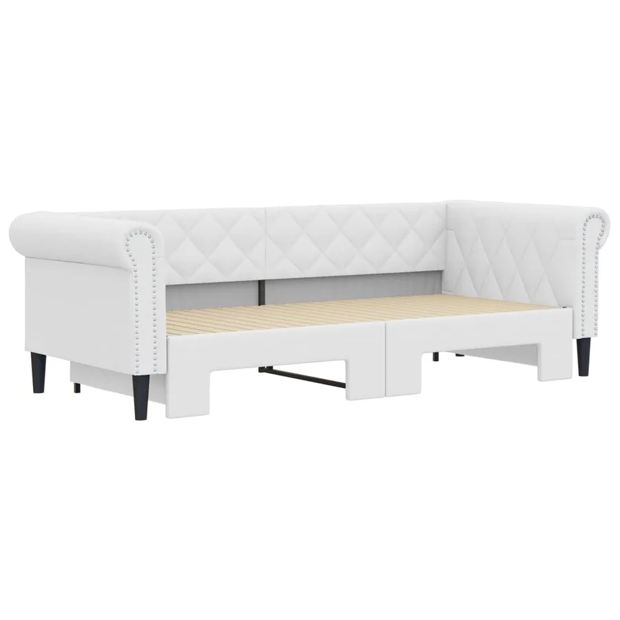 Lit de jour avec gigogne sans matelas blanc 90x200 cm - 3