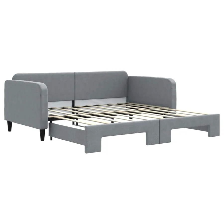 Lit de jour avec lit gigogne gris clair 90x190 cm tissu - 2