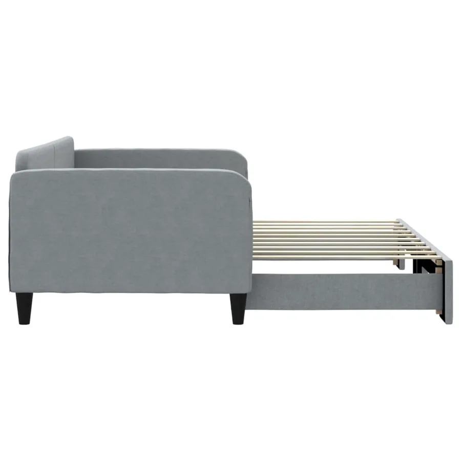 Lit de jour avec lit gigogne gris clair 90x190 cm tissu - 4