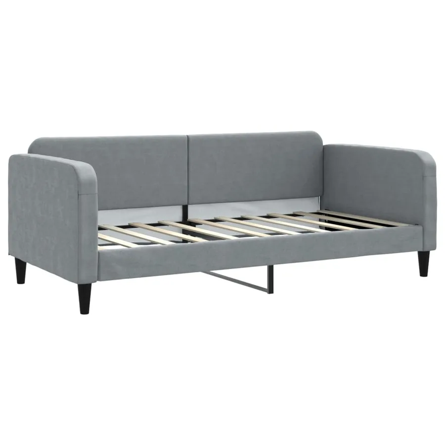 Lit de jour avec lit gigogne gris clair 90x190 cm tissu - 6