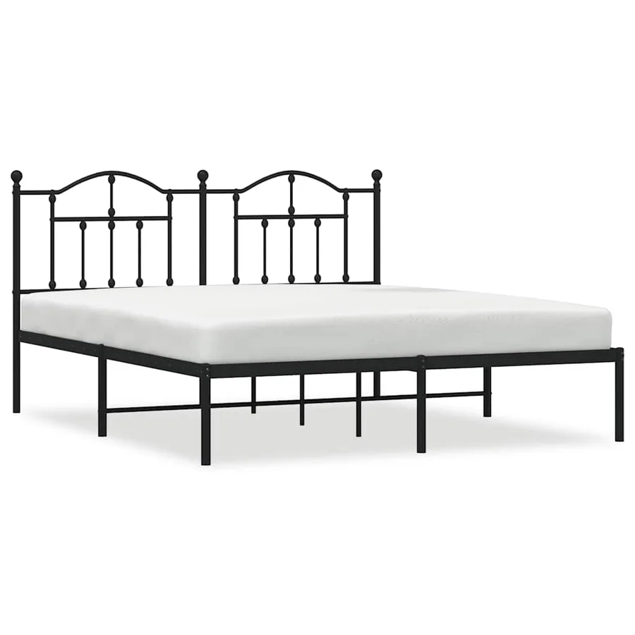 Cadre de lit métal sans matelas avec tête de lit noir 183x213cm - 2