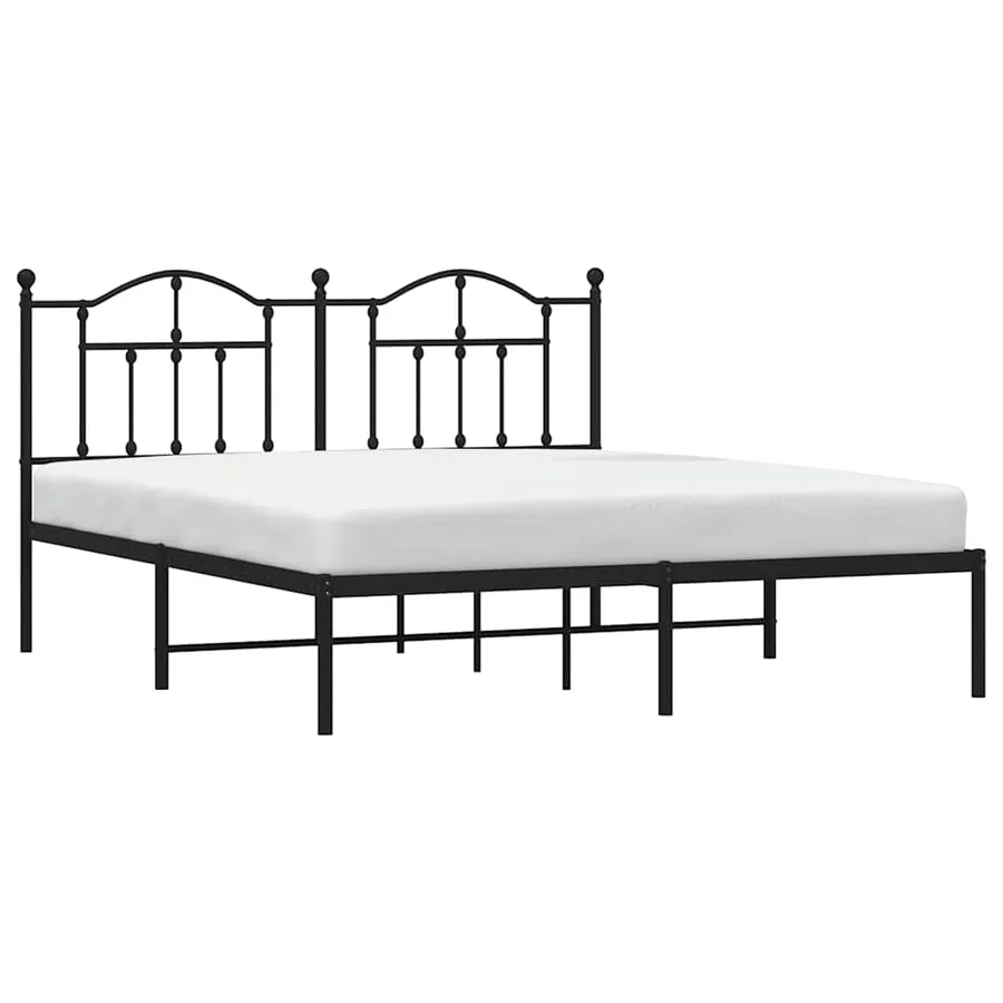 Cadre de lit métal sans matelas avec tête de lit noir 183x213cm - 5
