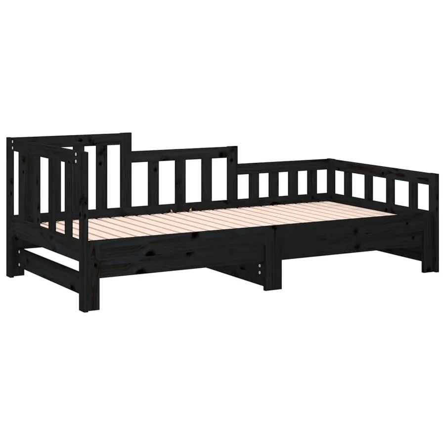 Lit coulissant sans matelas noir 2x(90x190) cm - 8