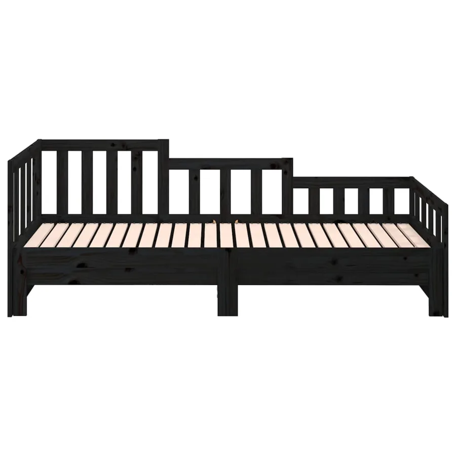 Lit coulissant sans matelas noir 2x(90x190) cm - 9