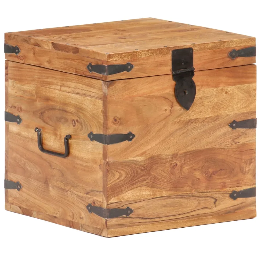 Coffre 40x40x40 cm bois d'acacia solide - 11