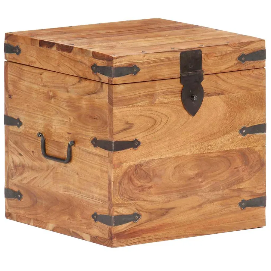 Coffre 40x40x40 cm bois d'acacia solide - 12