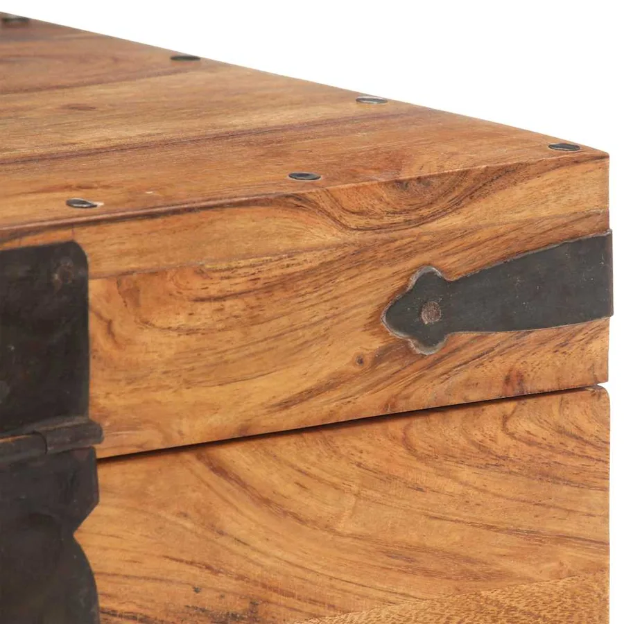 Coffre 40x40x40 cm bois d'acacia solide - 6