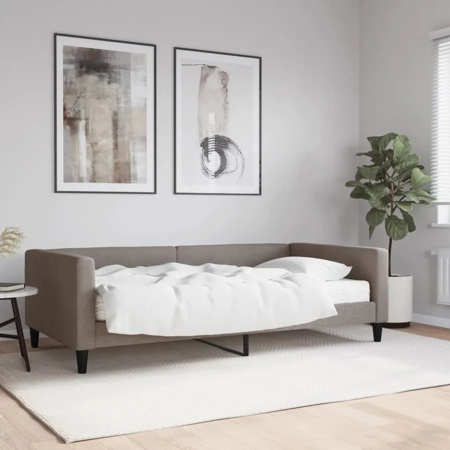 Lit de jour avec matelas taupe 100x200 cm tissu