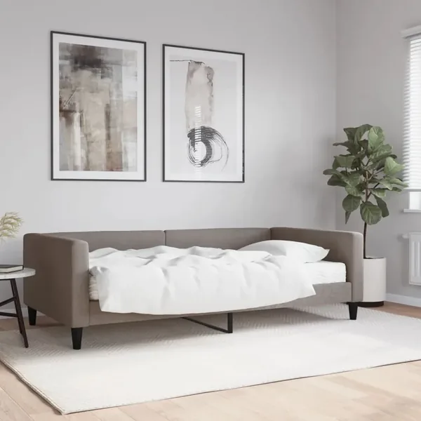 Lit de jour avec matelas taupe 100x200 cm tissu