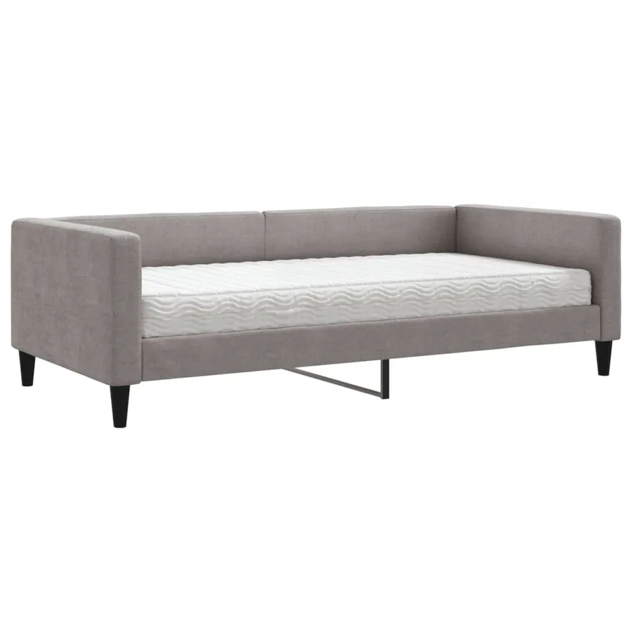 Lit de jour avec matelas taupe 100x200 cm tissu - 2