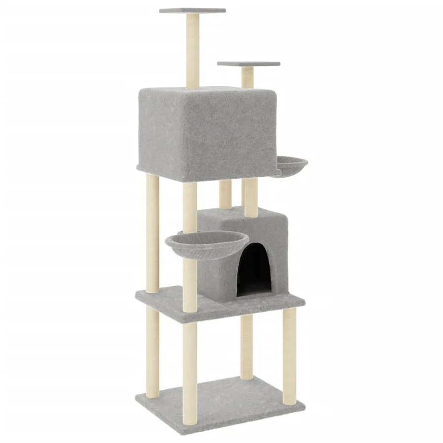 Arbre à chat avec griffoirs en sisal Gris clair 180 cm - 2