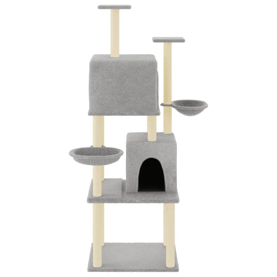 Arbre à chat avec griffoirs en sisal Gris clair 180 cm - 3