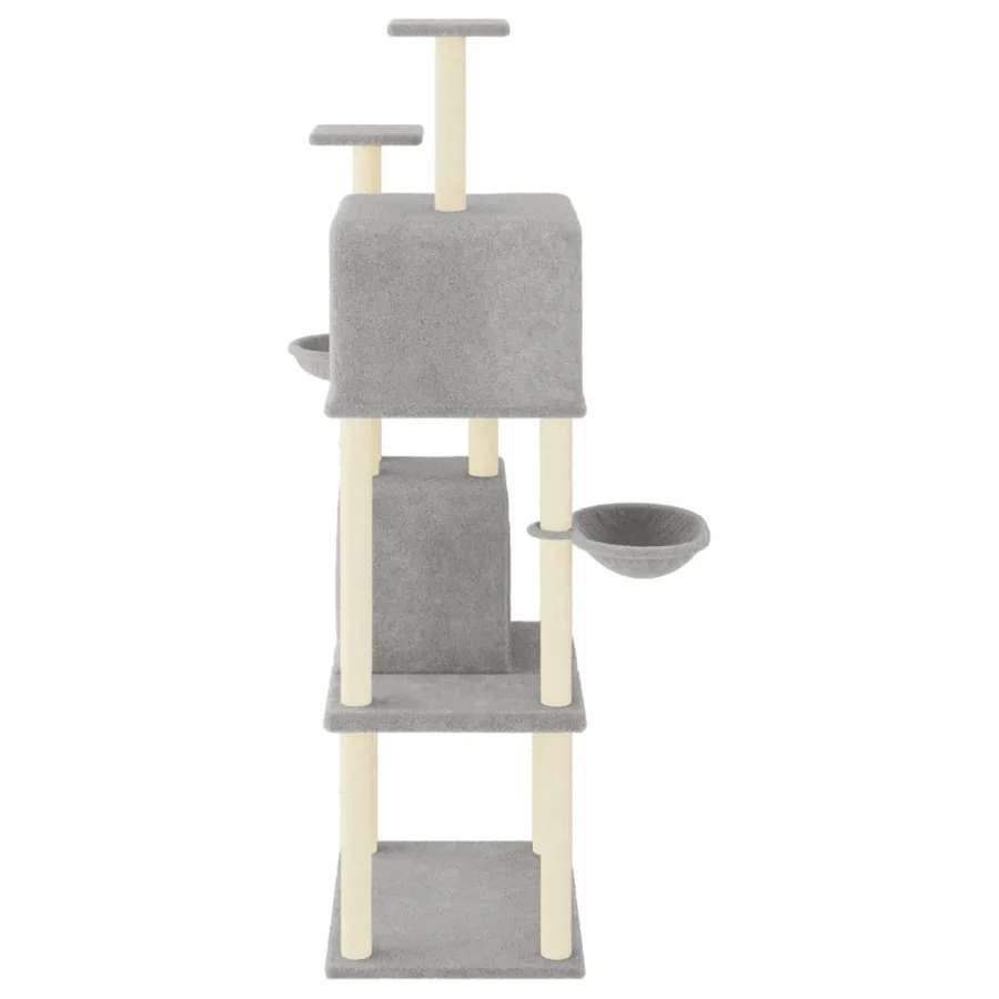 Arbre à chat avec griffoirs en sisal Gris clair 180 cm - 4