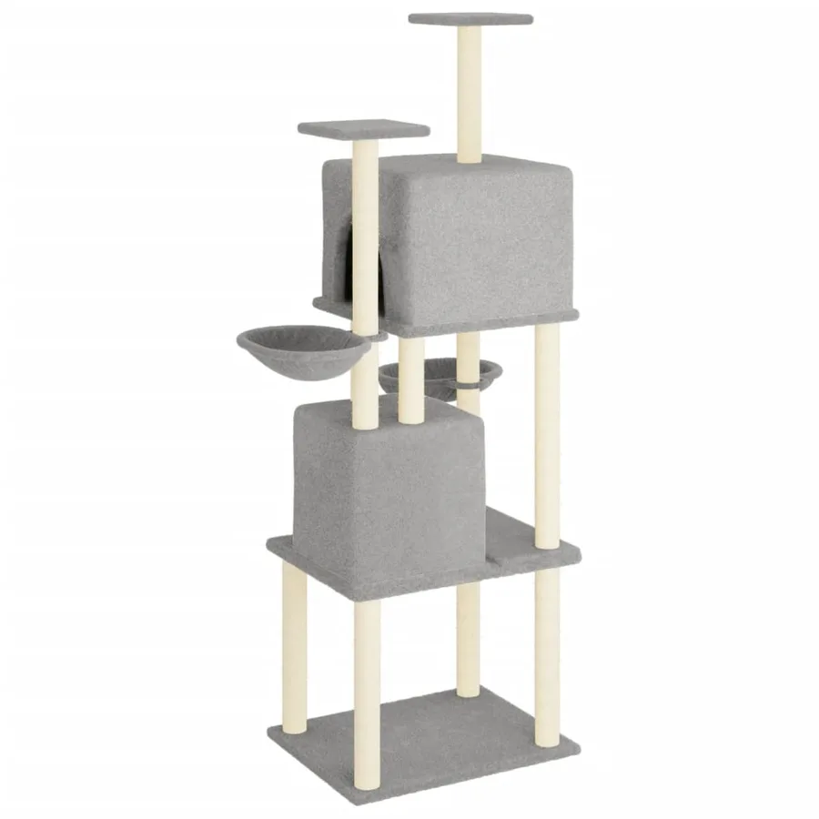 Arbre à chat avec griffoirs en sisal Gris clair 180 cm - 5