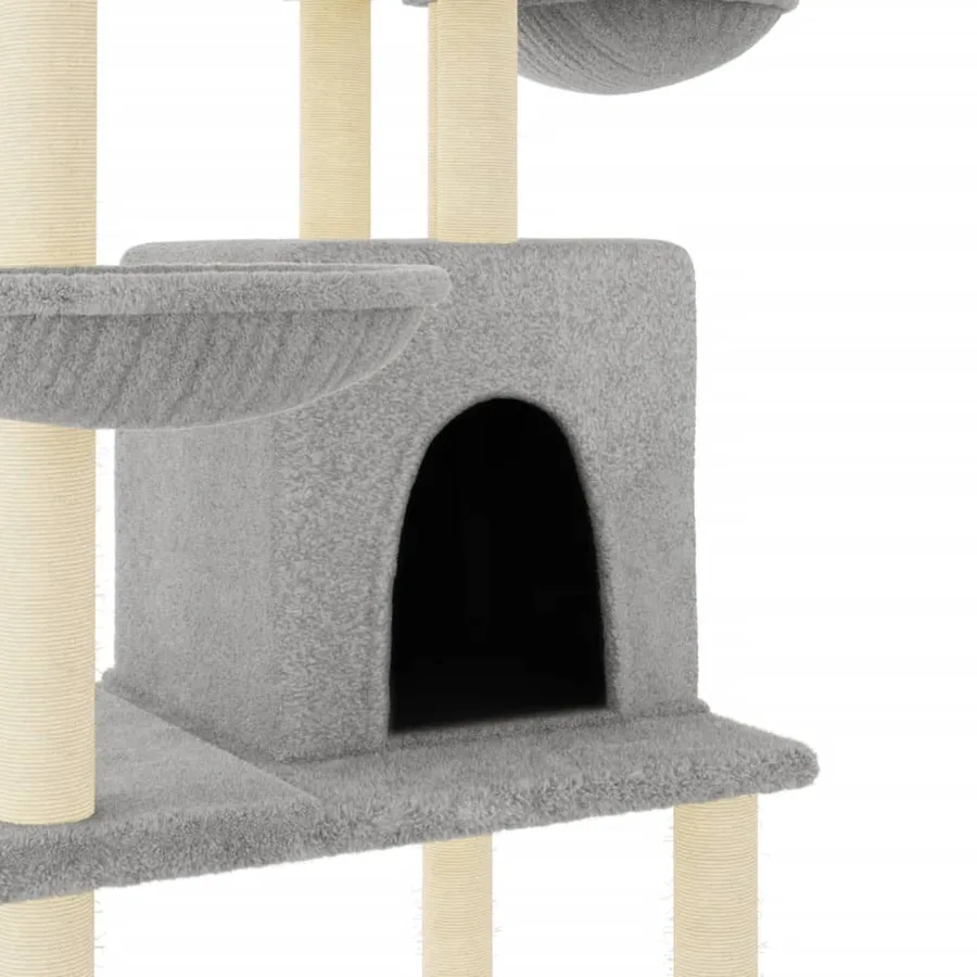 Arbre à chat avec griffoirs en sisal Gris clair 180 cm - 6