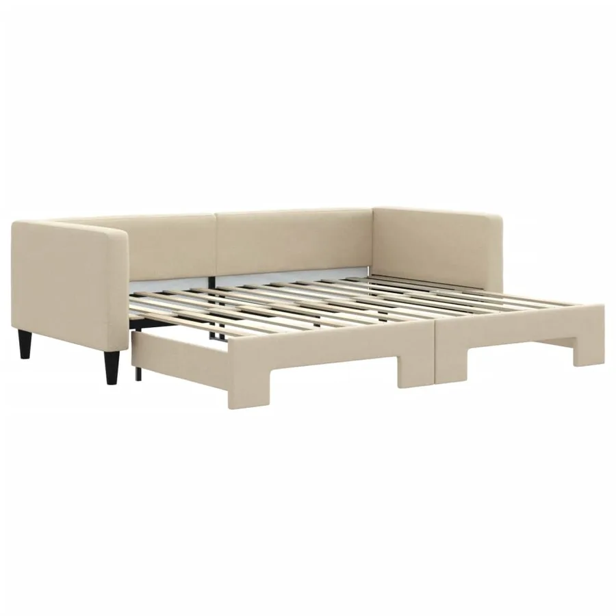 Lit de jour avec gigogne sans matelas crème 90x200 cm - 2