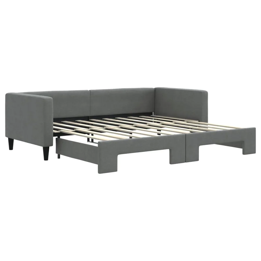 Lit de jour avec gigogne sans matelas gris foncé 90x190 cm - 2