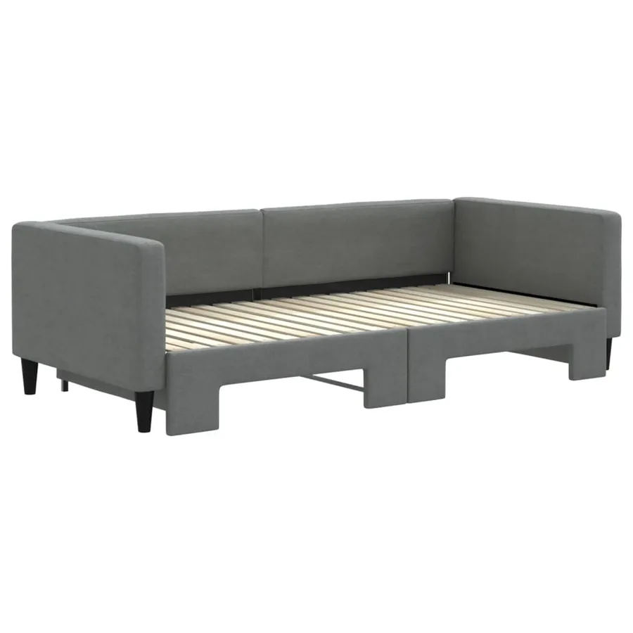 Lit de jour avec gigogne sans matelas gris foncé 90x190 cm - 3
