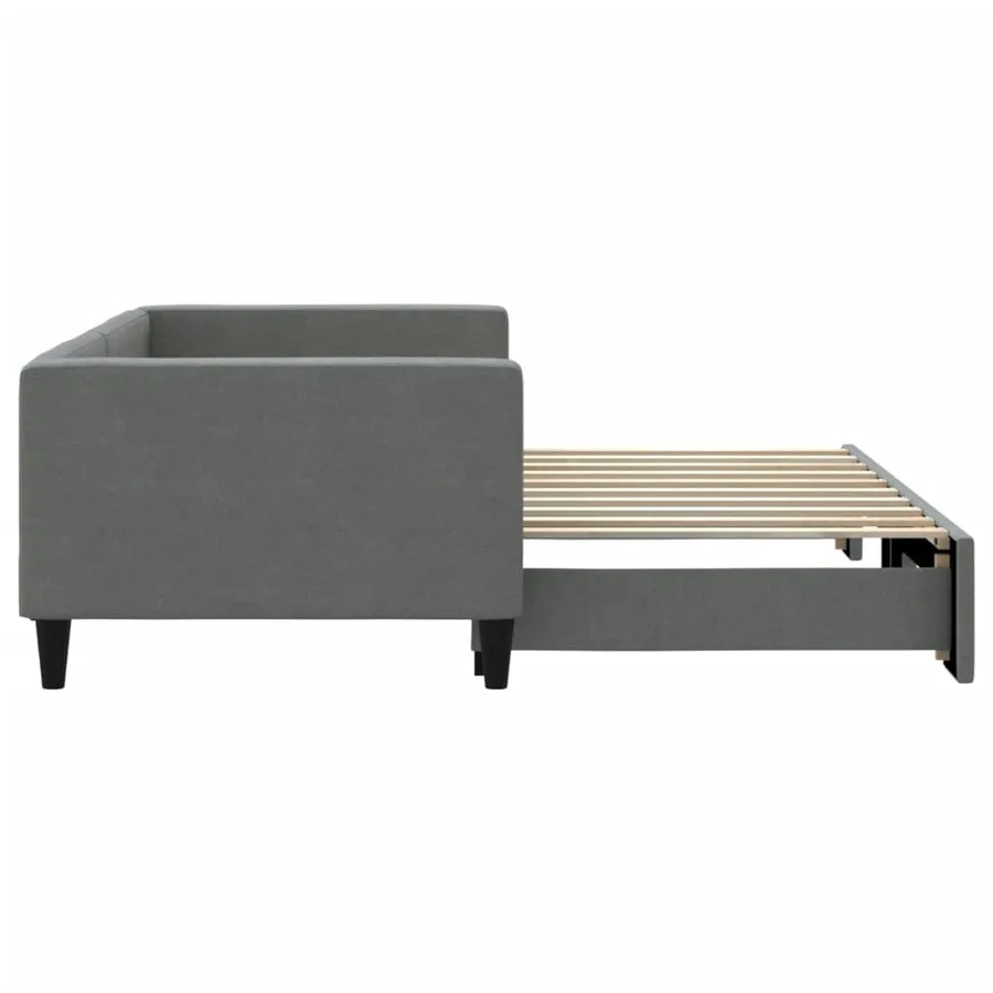 Lit de jour avec gigogne sans matelas gris foncé 90x190 cm - 4