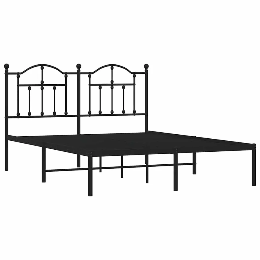 Cadre de lit métal sans matelas avec tête de lit noir 135x190cm - 3