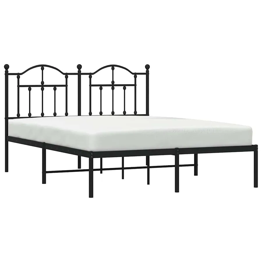 Cadre de lit métal sans matelas avec tête de lit noir 135x190cm - 5
