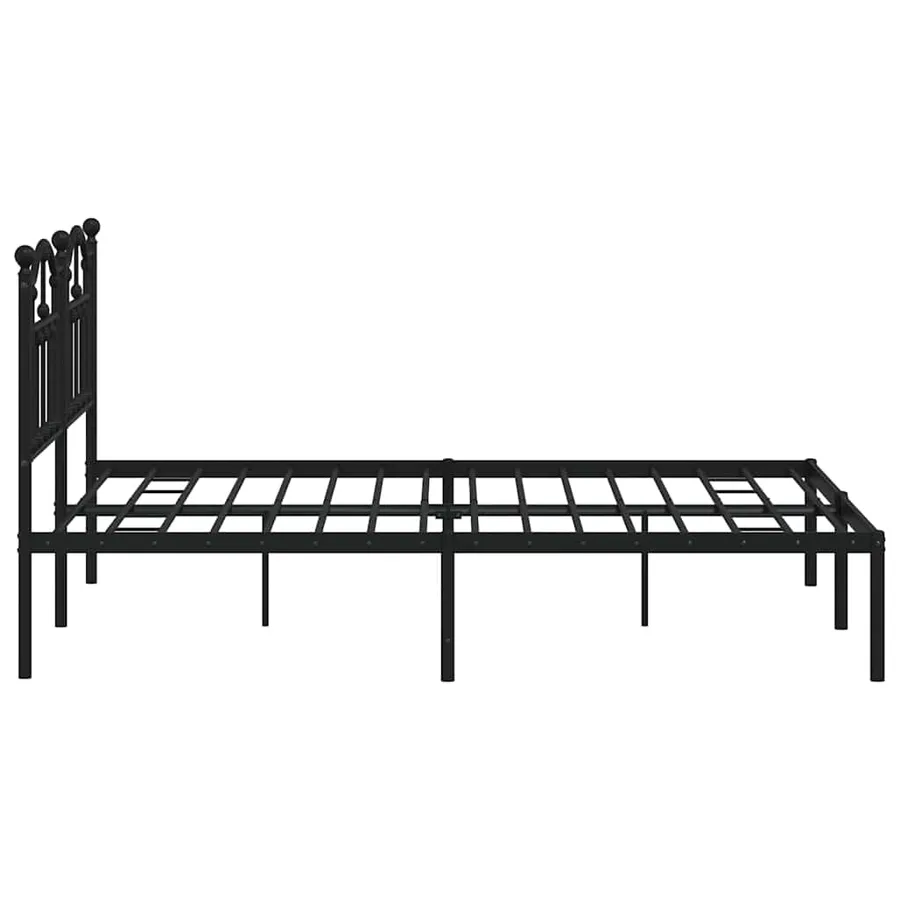 Cadre de lit métal sans matelas avec tête de lit noir 135x190cm - 7