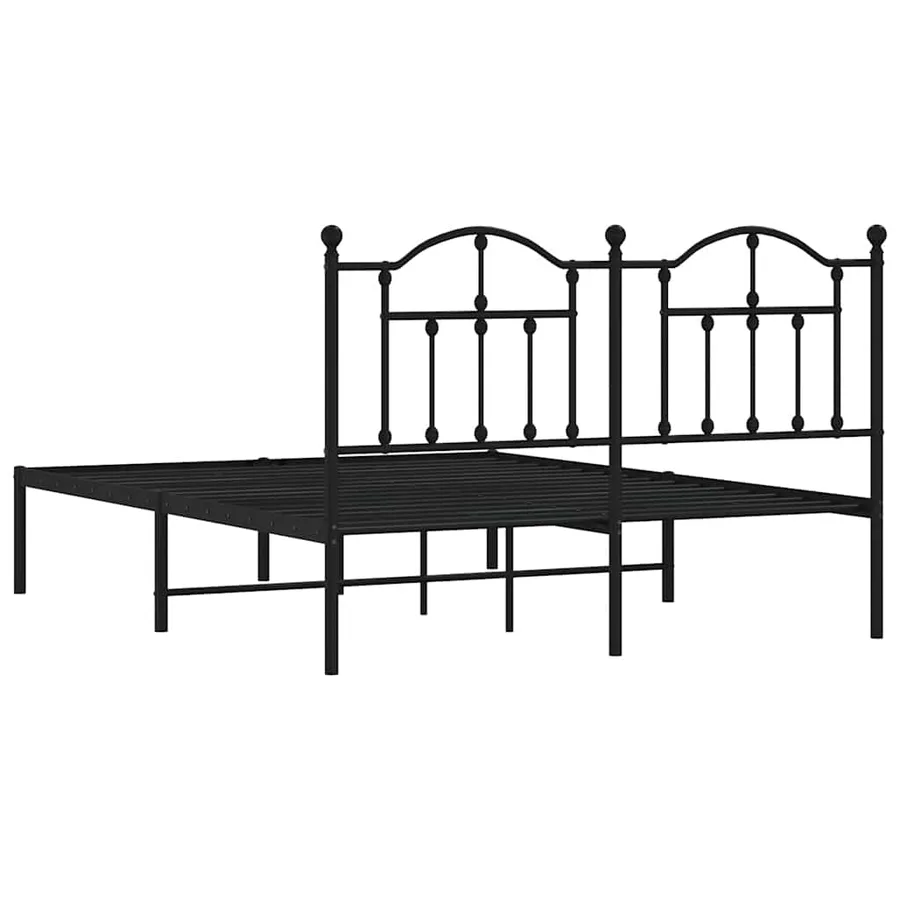Cadre de lit métal sans matelas avec tête de lit noir 135x190cm - 8