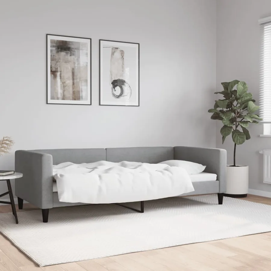 Lit de repos sans matelas gris clair 90x200 cm tissu