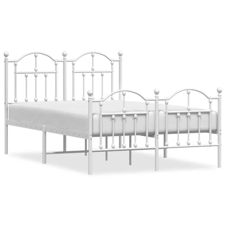 Cadre de lit métal sans matelas et pied de lit blanc 120x190 cm - 2
