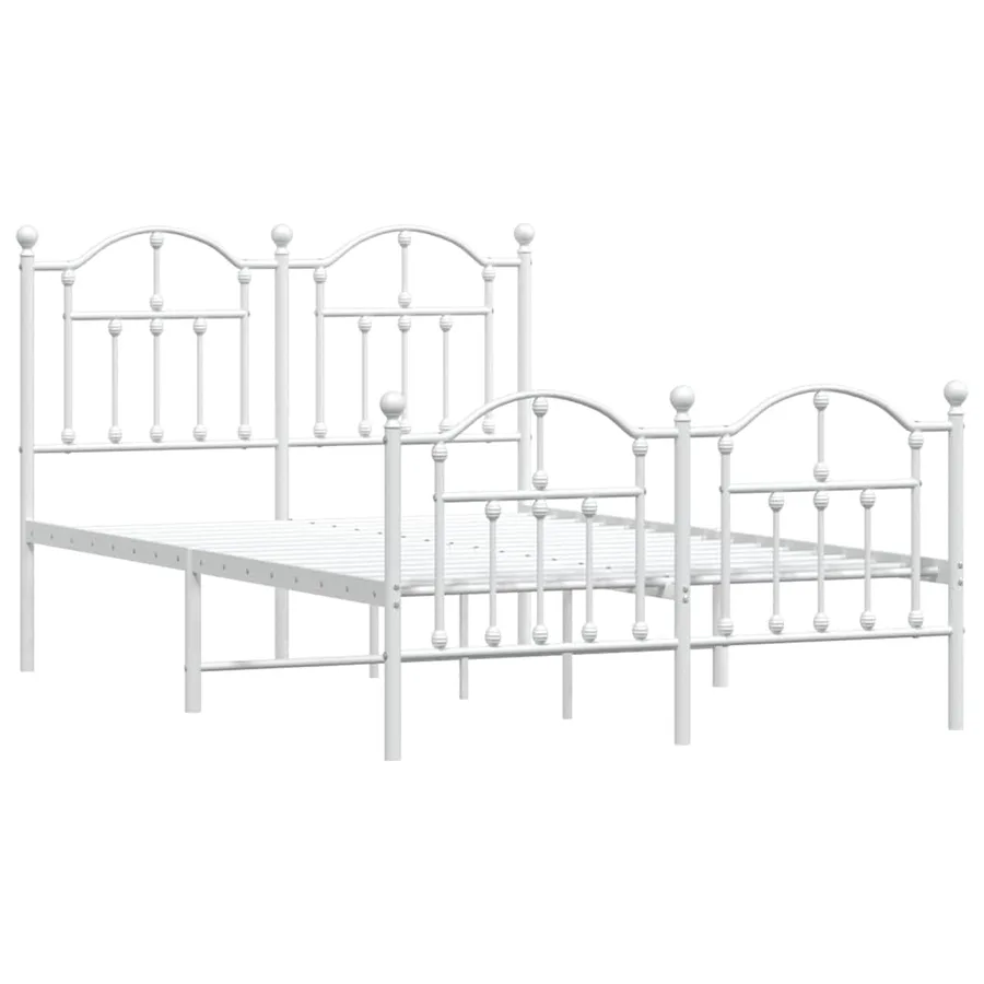 Cadre de lit métal sans matelas et pied de lit blanc 120x190 cm - 3
