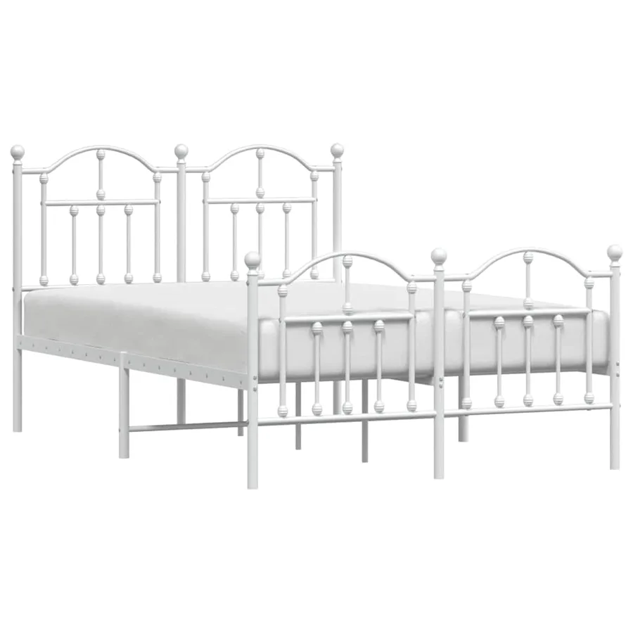 Cadre de lit métal sans matelas et pied de lit blanc 120x190 cm - 4