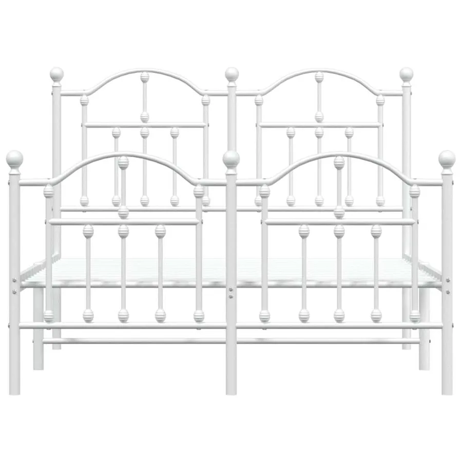 Cadre de lit métal sans matelas et pied de lit blanc 120x190 cm - 5