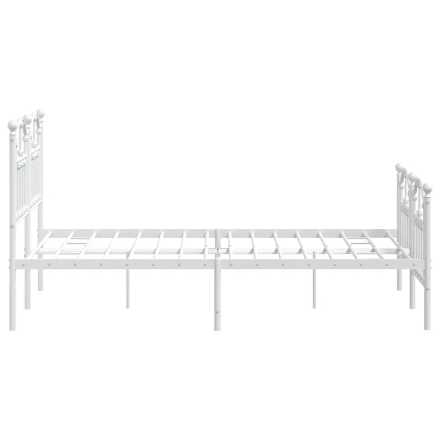 Cadre de lit métal sans matelas et pied de lit blanc 120x190 cm - 6