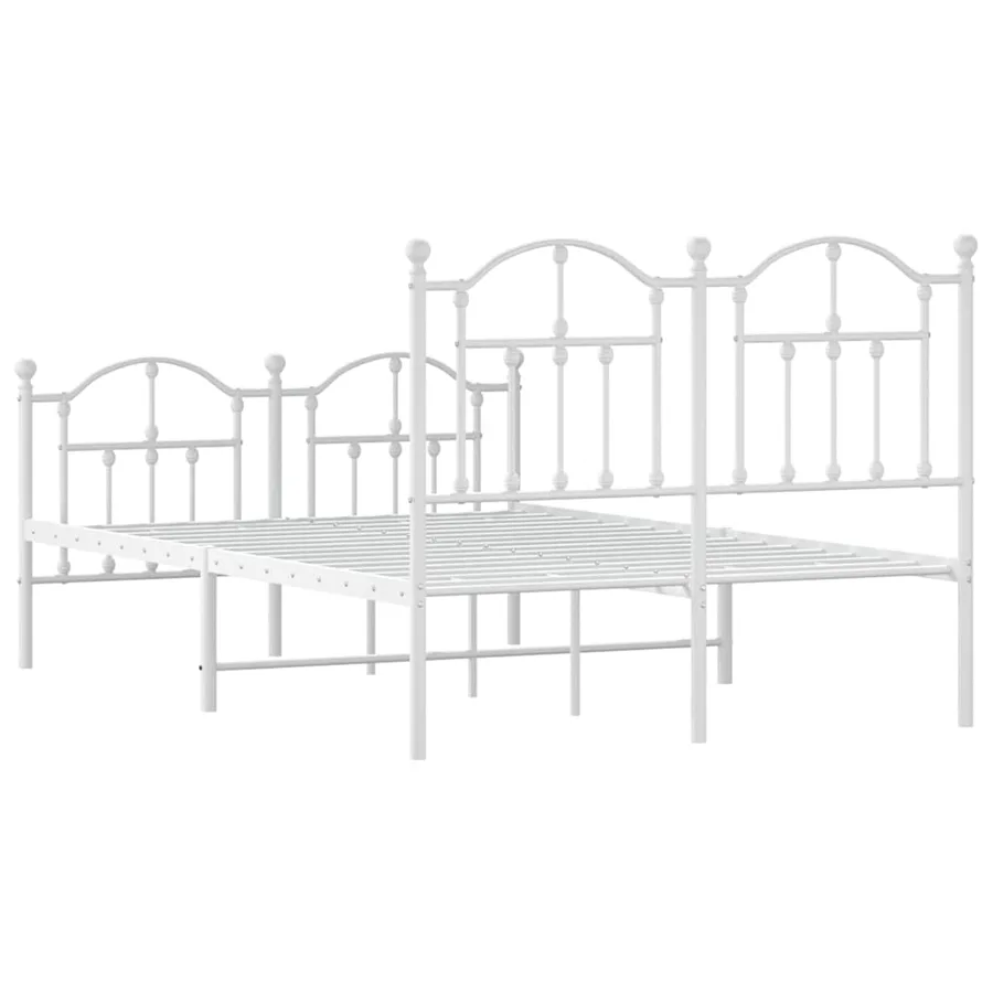Cadre de lit métal sans matelas et pied de lit blanc 120x190 cm - 7