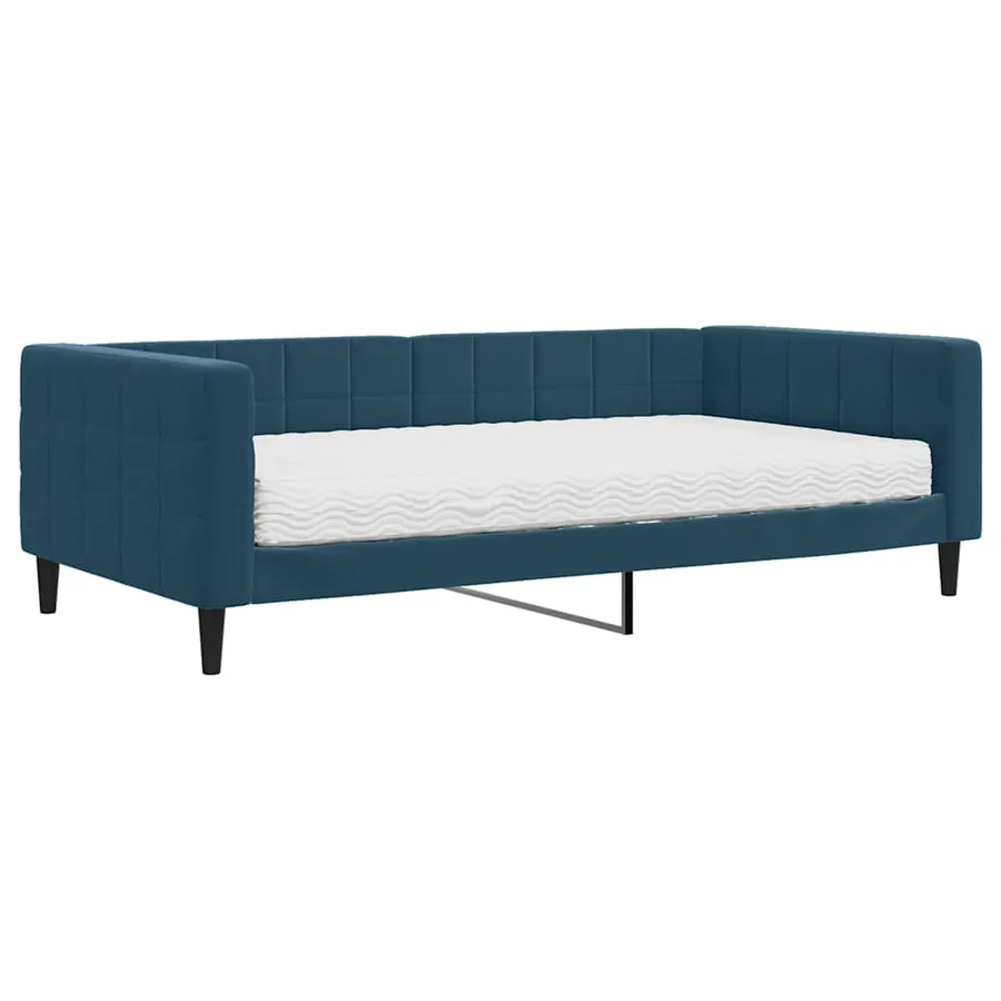 Lit de jour avec matelas bleu 100x200 cm velours - 2