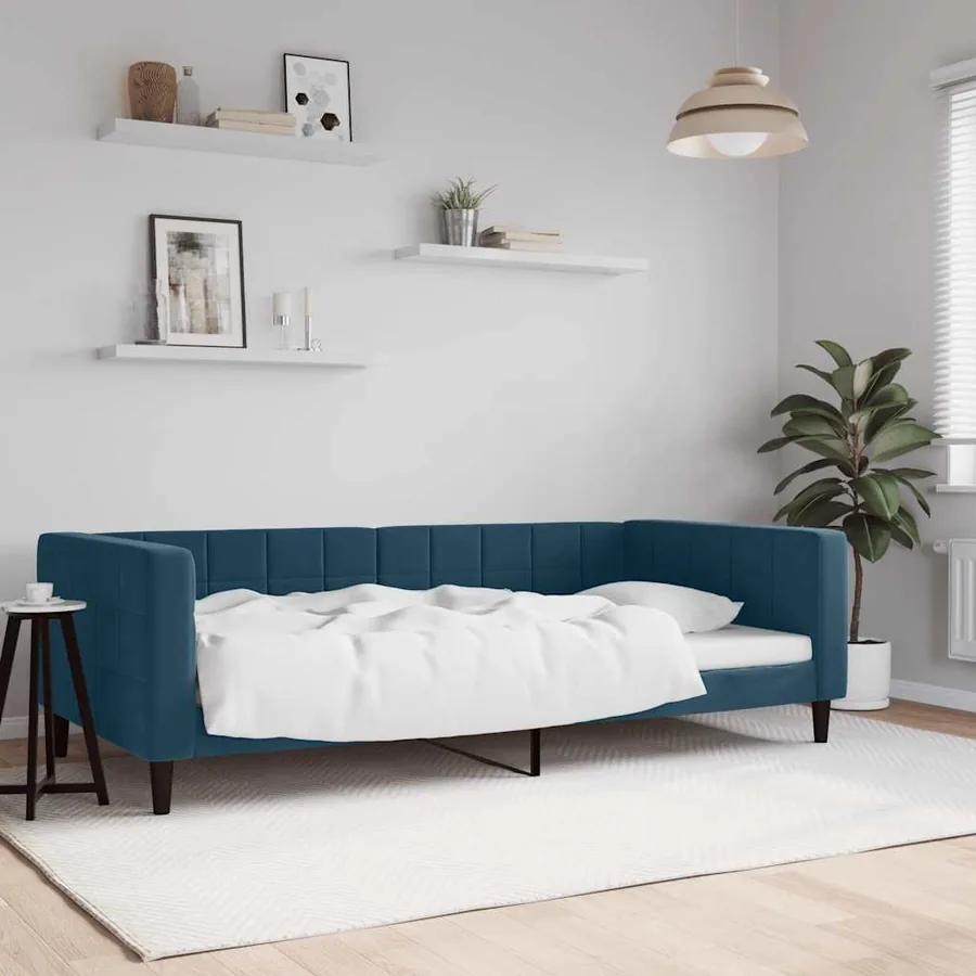 Lit de repos sans matelas bleu 100x200 cm velours