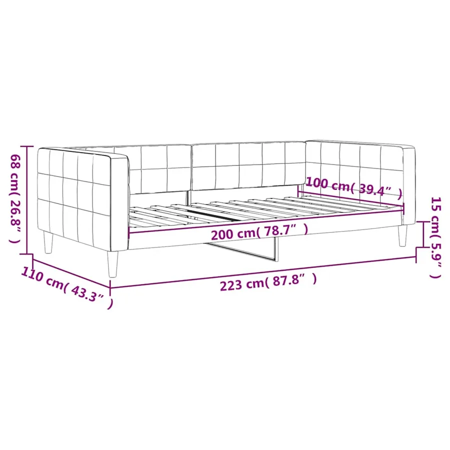 Lit de repos sans matelas bleu 100x200 cm velours - 8