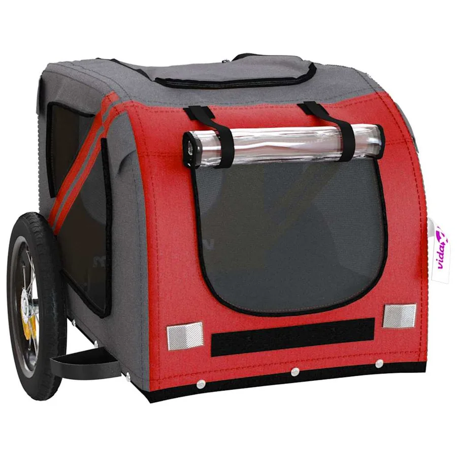 Remorque de vélo pour animaux de compagnie rouge et gris - 5