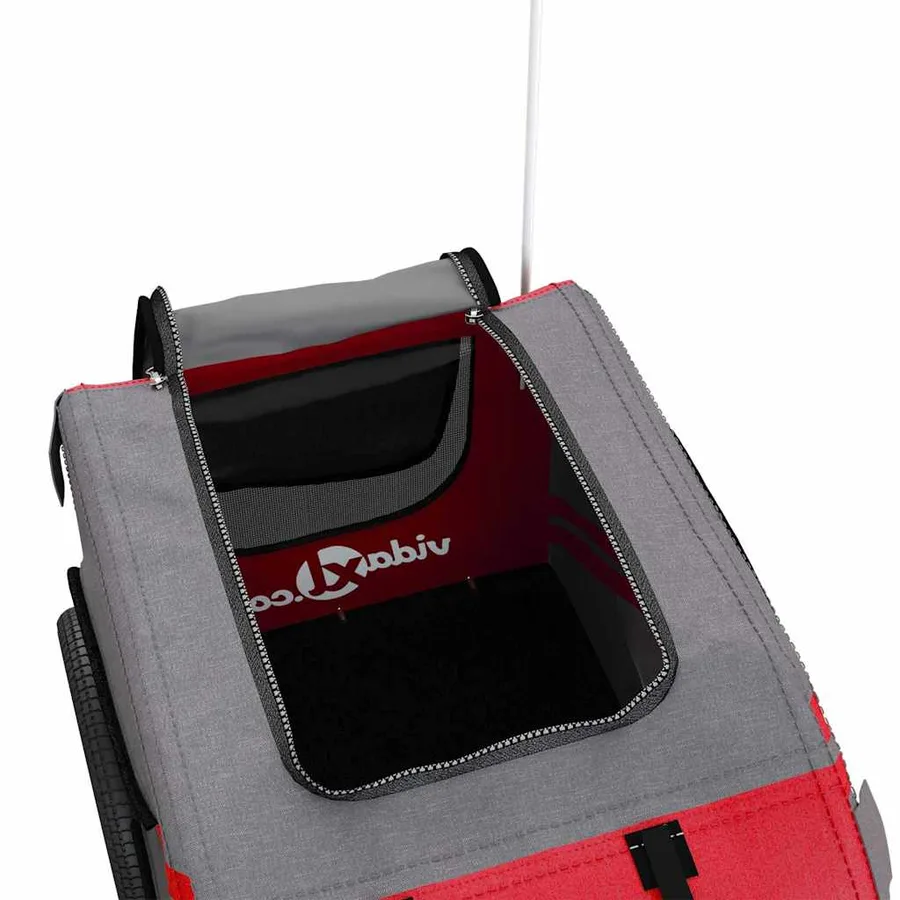 Remorque de vélo pour animaux de compagnie rouge et gris - 9