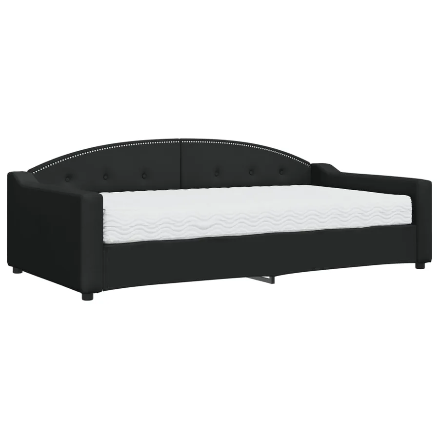 Lit de jour avec matelas noir 100x200 cm tissu - 2
