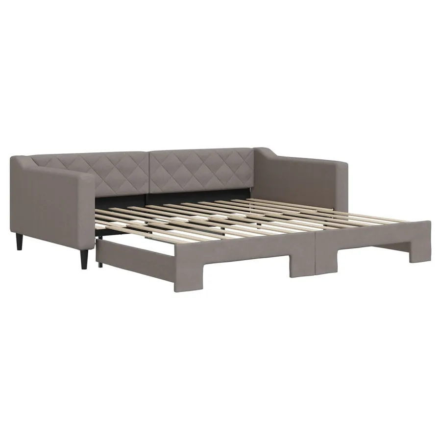 Lit de jour avec lit gigogne taupe 100x200 cm tissu - 2