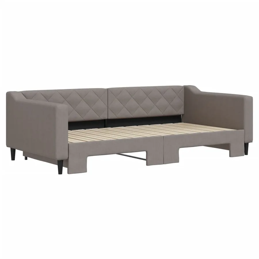 Lit de jour avec lit gigogne taupe 100x200 cm tissu - 3