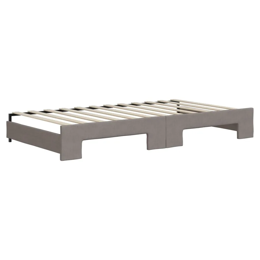 Lit de jour avec lit gigogne taupe 100x200 cm tissu - 6