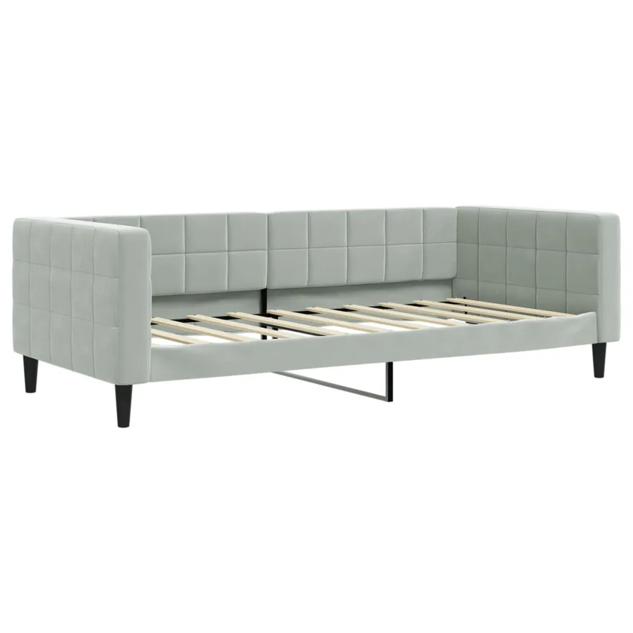 Lit de repos sans matelas gris clair 90x190 cm velours - 2