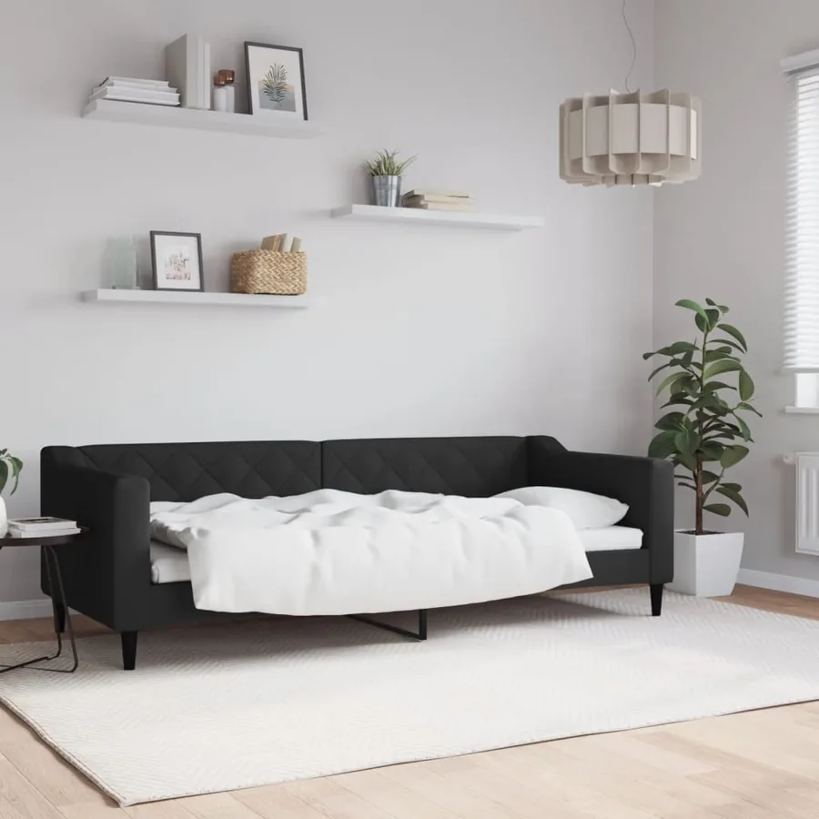 Lit de repos sans matelas noir 80x200 cm tissu